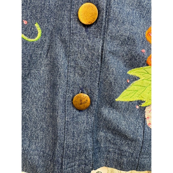 Vintage Y2K Tapestry‎ Patch Denim Jacket – Floral & Bee Embroidery – Women's L - Picture 7 of 7